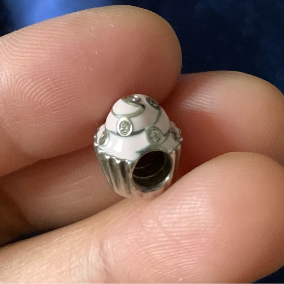 Retired Rare Pandora Pink Cupcake Bead Charm w/ CZ Stones EUC - Picture 6 of 8
